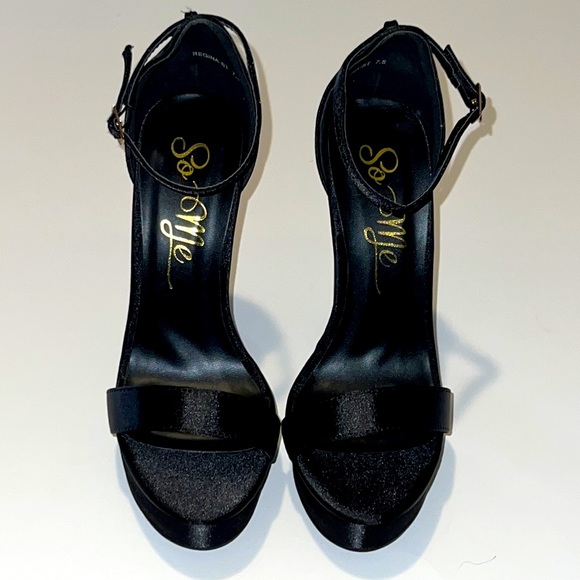 So Me brand, Satin black platform chunky heel shoes. Brand new in box . - Picture 6 of 8